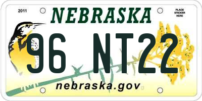 NE license plate 96NT22