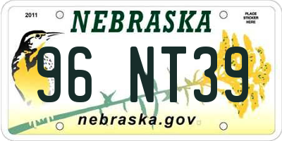 NE license plate 96NT39