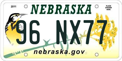 NE license plate 96NX77
