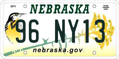 NE license plate 96NY13