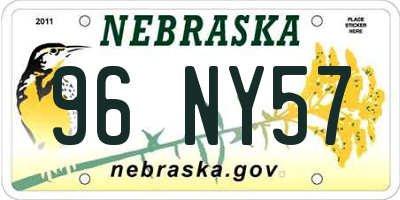 NE license plate 96NY57