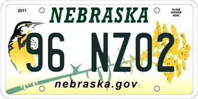 NE license plate 96NZ02