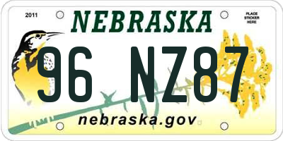 NE license plate 96NZ87