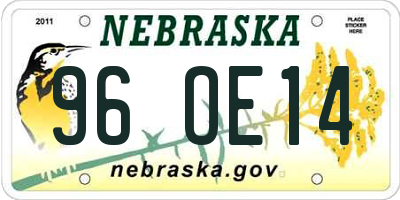 NE license plate 96OE14