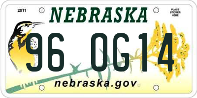 NE license plate 96OG14