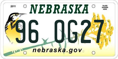 NE license plate 96OG27