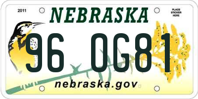NE license plate 96OG81