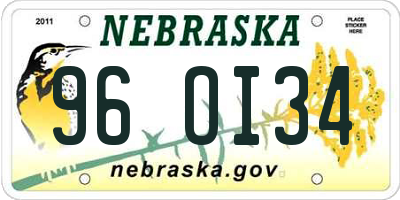 NE license plate 96OI34
