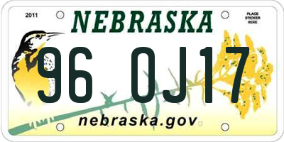 NE license plate 96OJ17