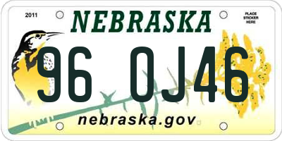 NE license plate 96OJ46