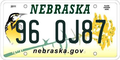 NE license plate 96OJ87
