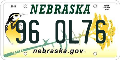 NE license plate 96OL76