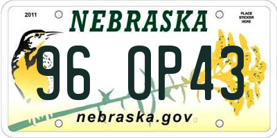 NE license plate 96OP43