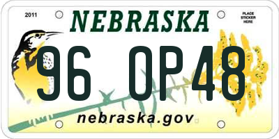 NE license plate 96OP48