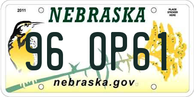 NE license plate 96OP61