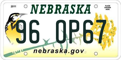 NE license plate 96OP67