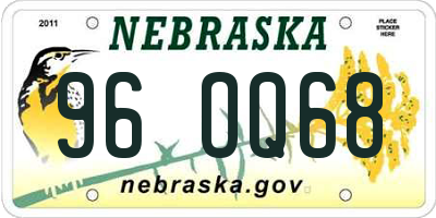 NE license plate 96OQ68