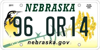 NE license plate 96OR14