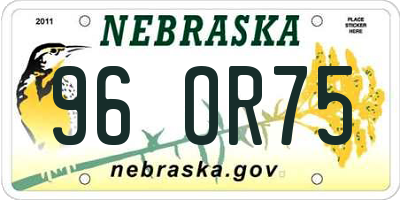 NE license plate 96OR75
