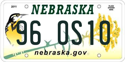 NE license plate 96OS10