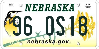 NE license plate 96OS18