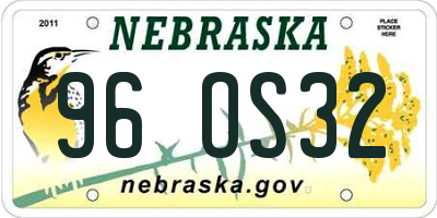 NE license plate 96OS32