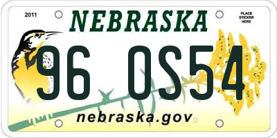 NE license plate 96OS54
