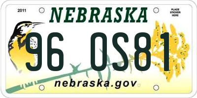 NE license plate 96OS81