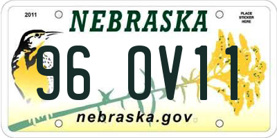 NE license plate 96OV11