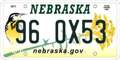 NE license plate 96OX53
