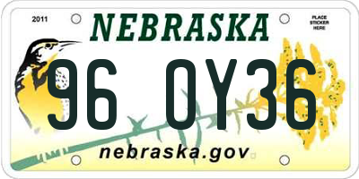 NE license plate 96OY36