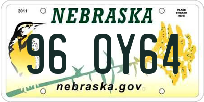 NE license plate 96OY64
