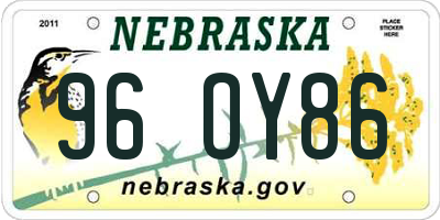 NE license plate 96OY86
