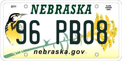 NE license plate 96PB08
