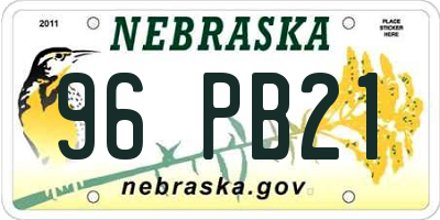 NE license plate 96PB21