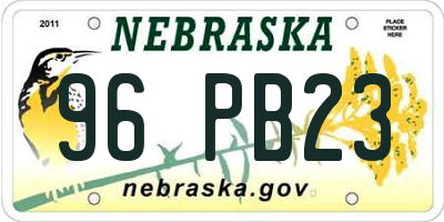 NE license plate 96PB23