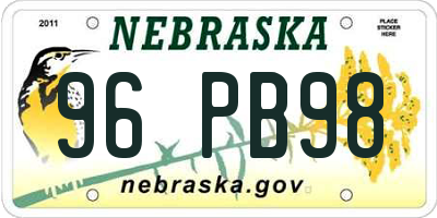 NE license plate 96PB98