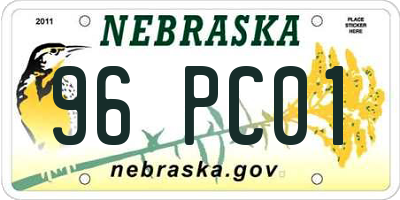 NE license plate 96PC01