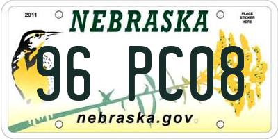NE license plate 96PC08