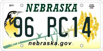 NE license plate 96PC14