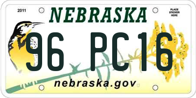 NE license plate 96PC16