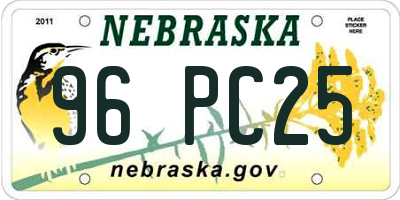 NE license plate 96PC25