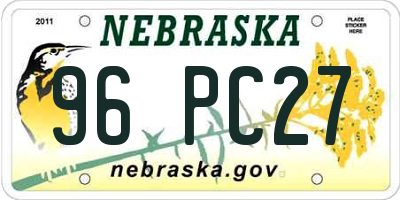 NE license plate 96PC27