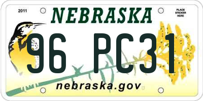 NE license plate 96PC31