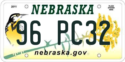 NE license plate 96PC32