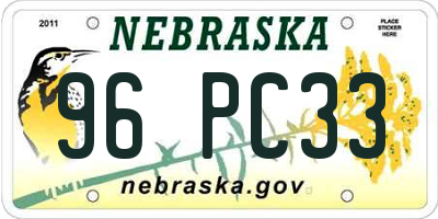 NE license plate 96PC33