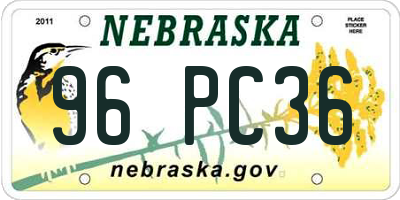 NE license plate 96PC36