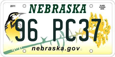 NE license plate 96PC37