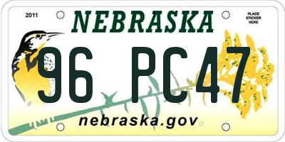 NE license plate 96PC47