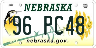 NE license plate 96PC48